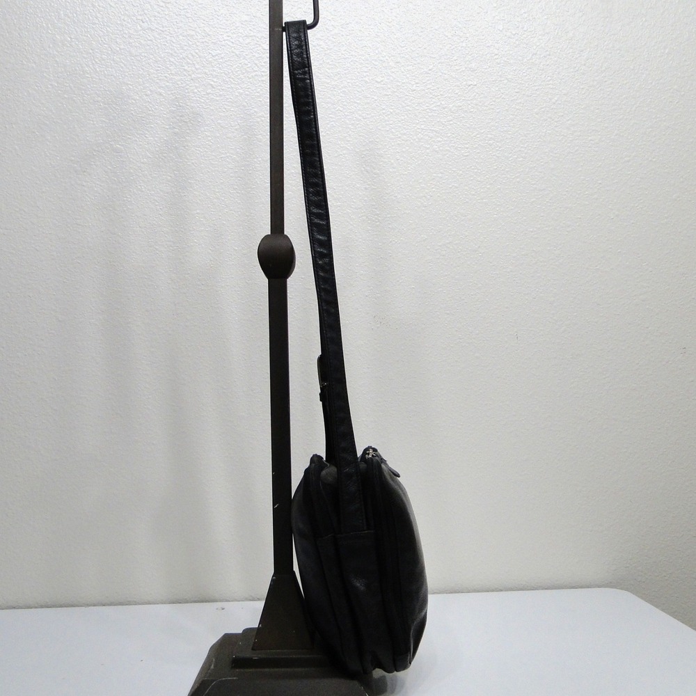 SAS Black Pebbled Leather Organizer Crossbody Bag Made in USA - Picture 3 of 15